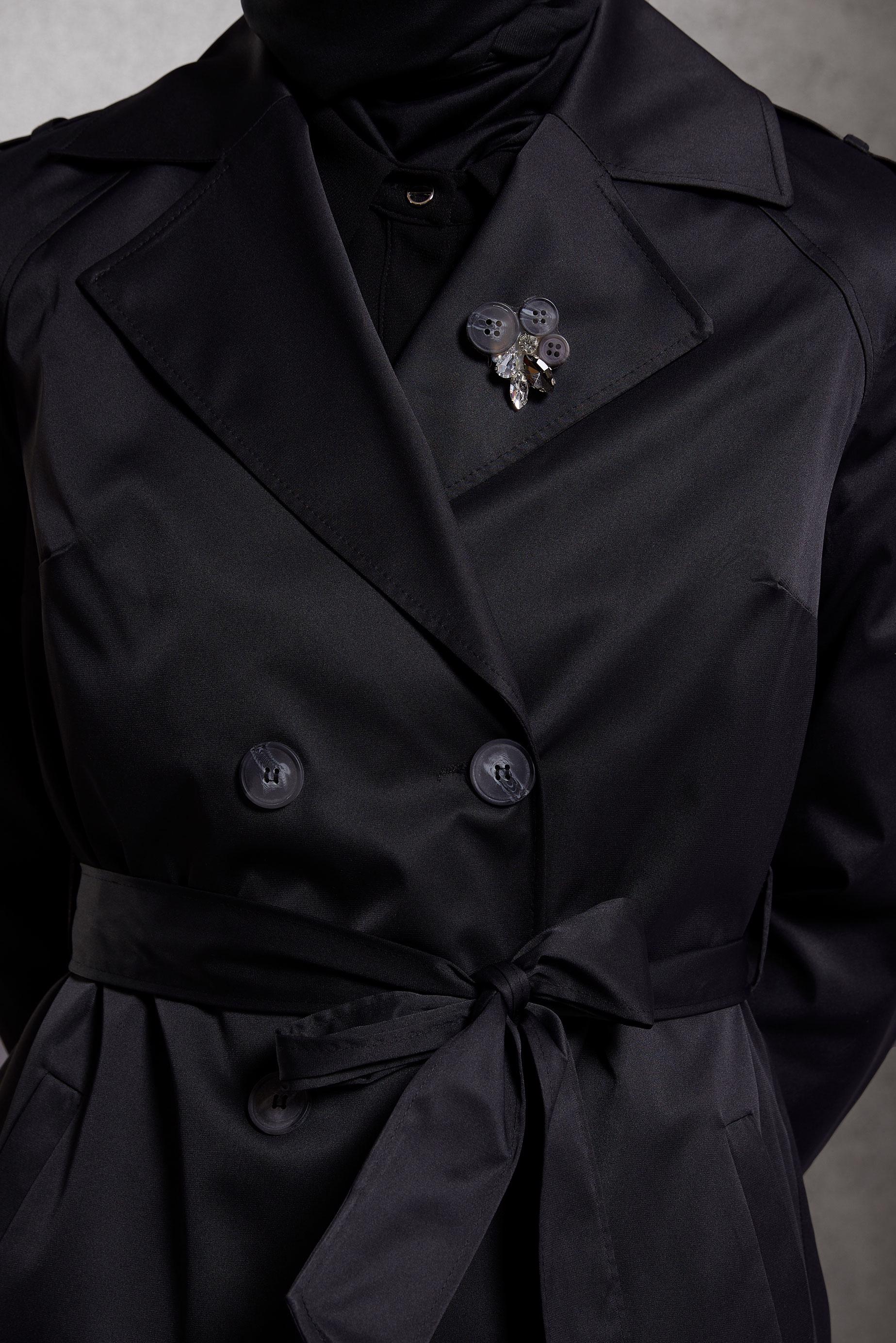Vêtements hijab NOIR TRENCH-COAT CEINTURÉ 10920