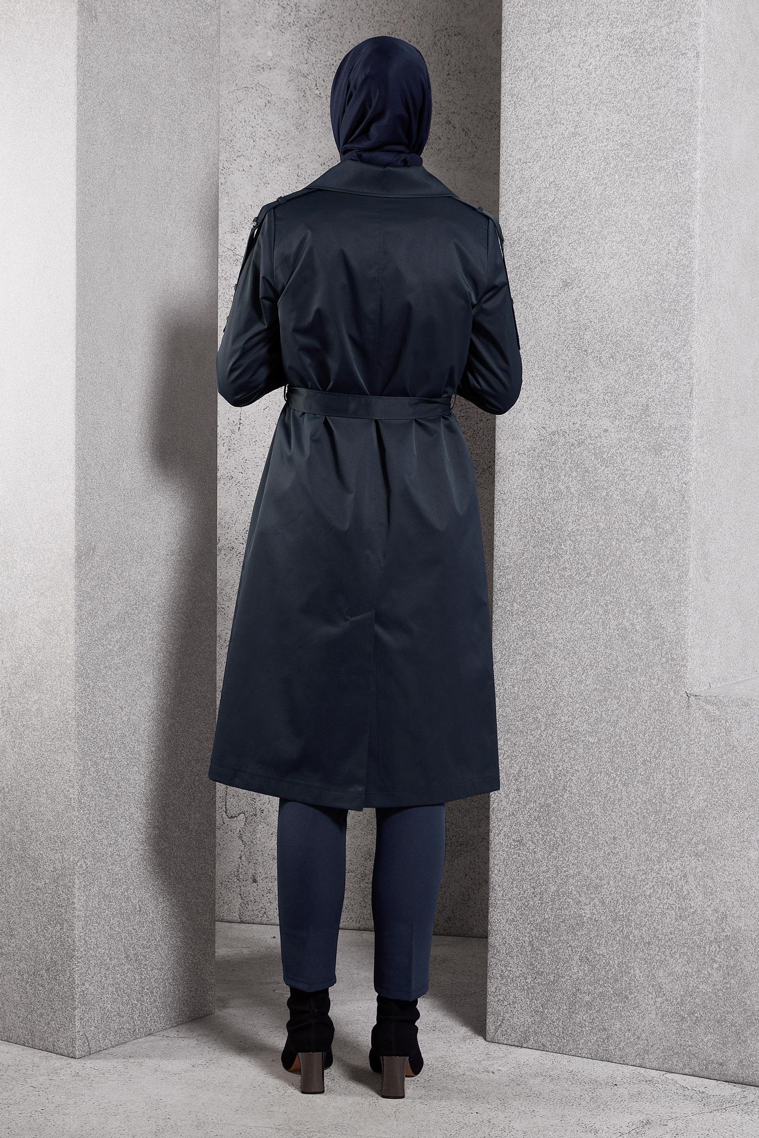 Vêtements hijab BLEU MARINE TRENCH-COAT CEINTURÉ 10920