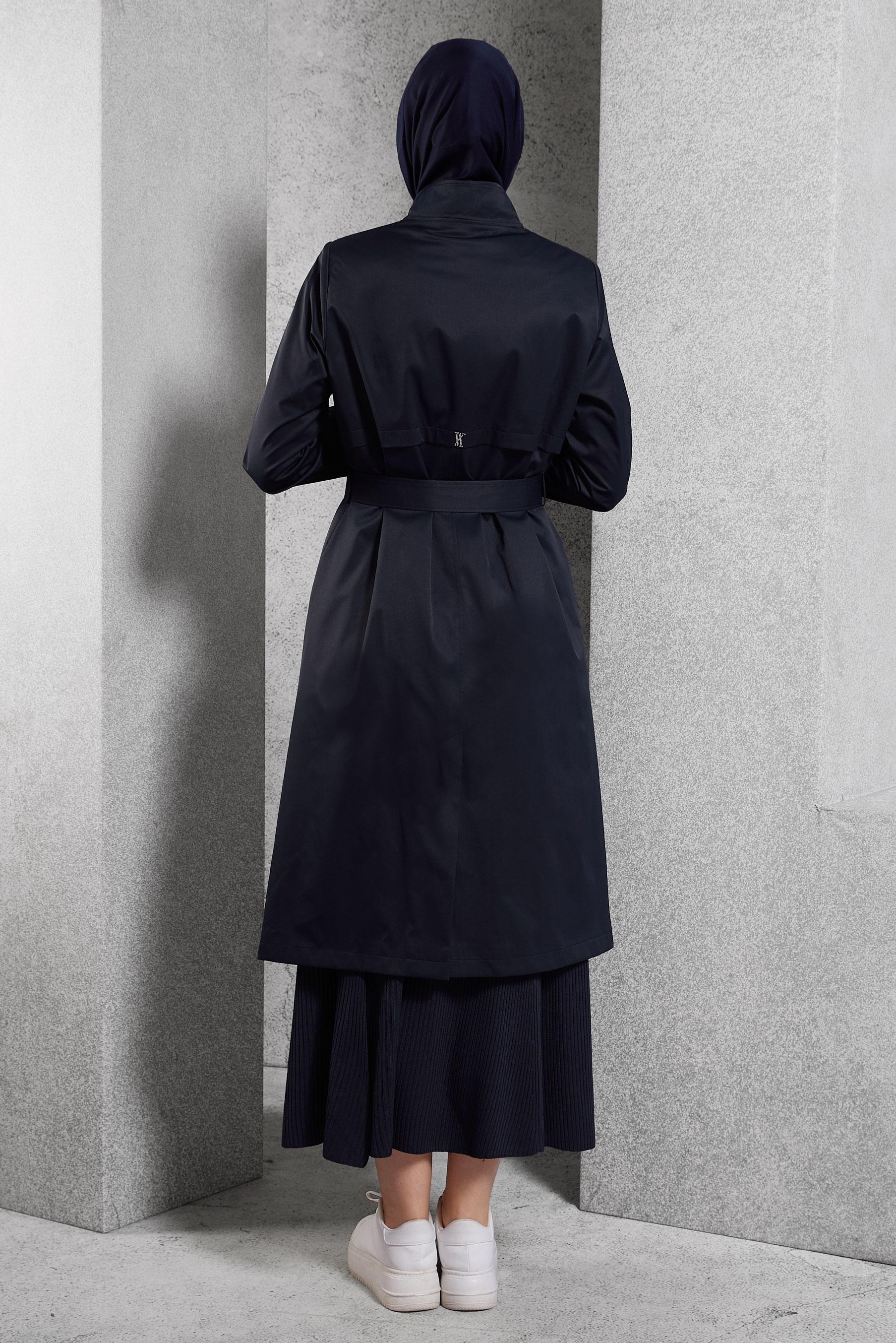 Vêtements hijab BLEU MARINE TRENCH-COAT CEINTURÉ 10921