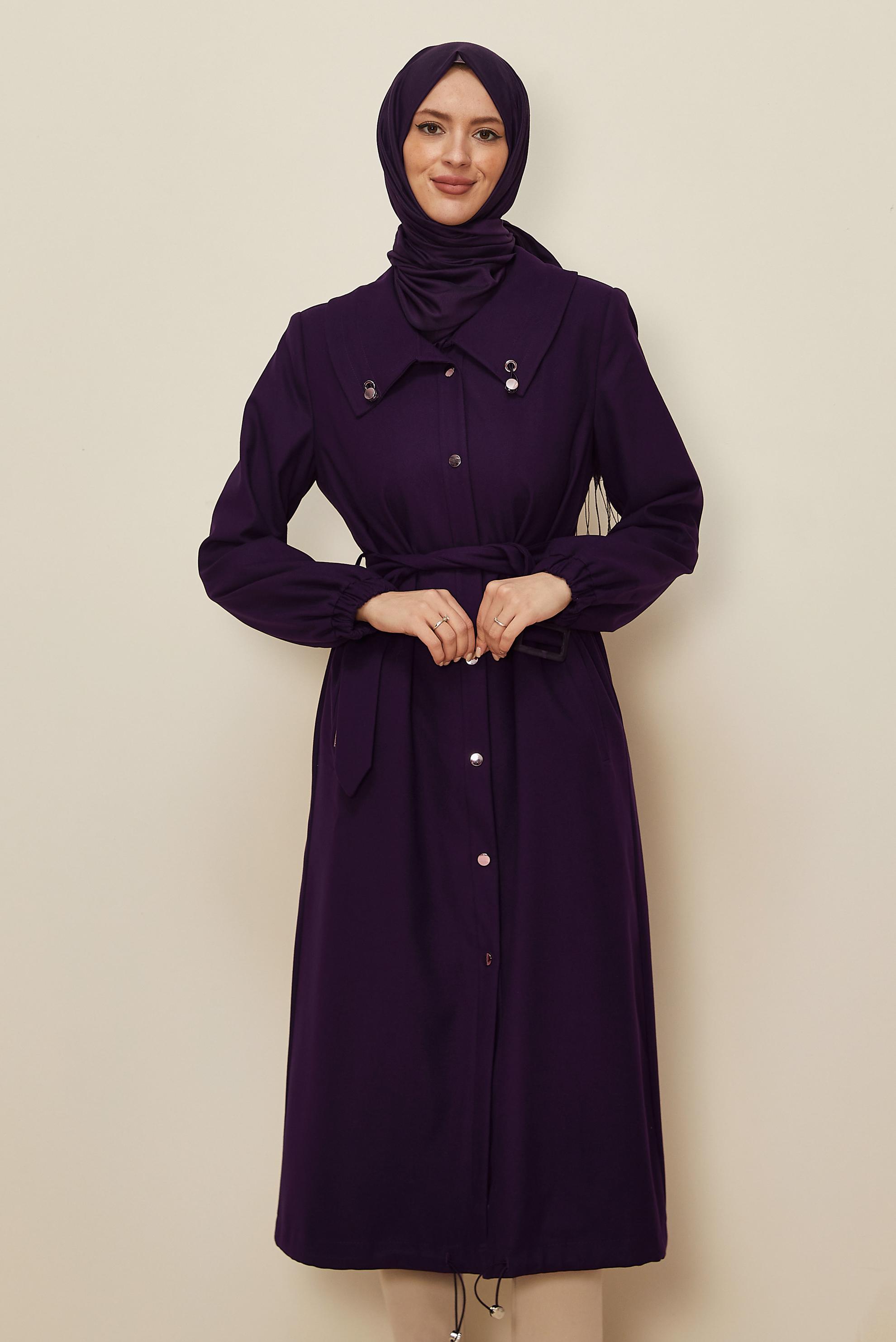 Vêtements hijab POURPRE TRENCH-COAT CEINTURÉ 10922