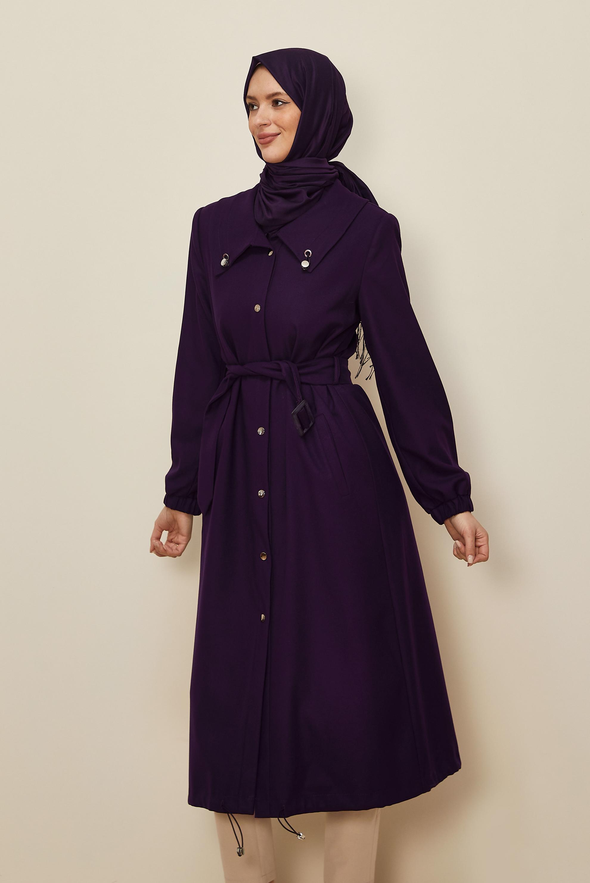 Vêtements hijab POURPRE TRENCH-COAT CEINTURÉ 10922