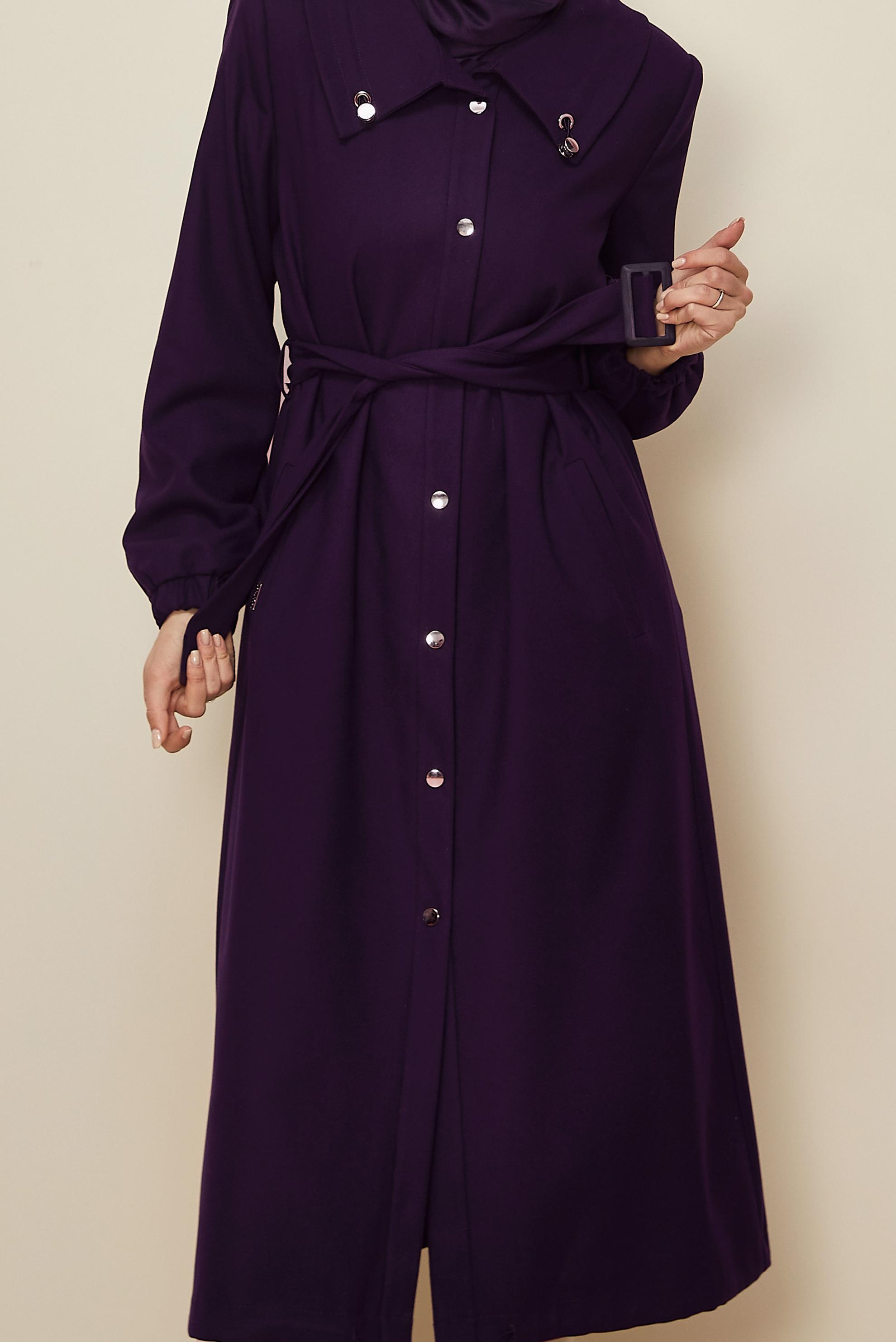 Vêtements hijab POURPRE TRENCH-COAT CEINTURÉ 10922