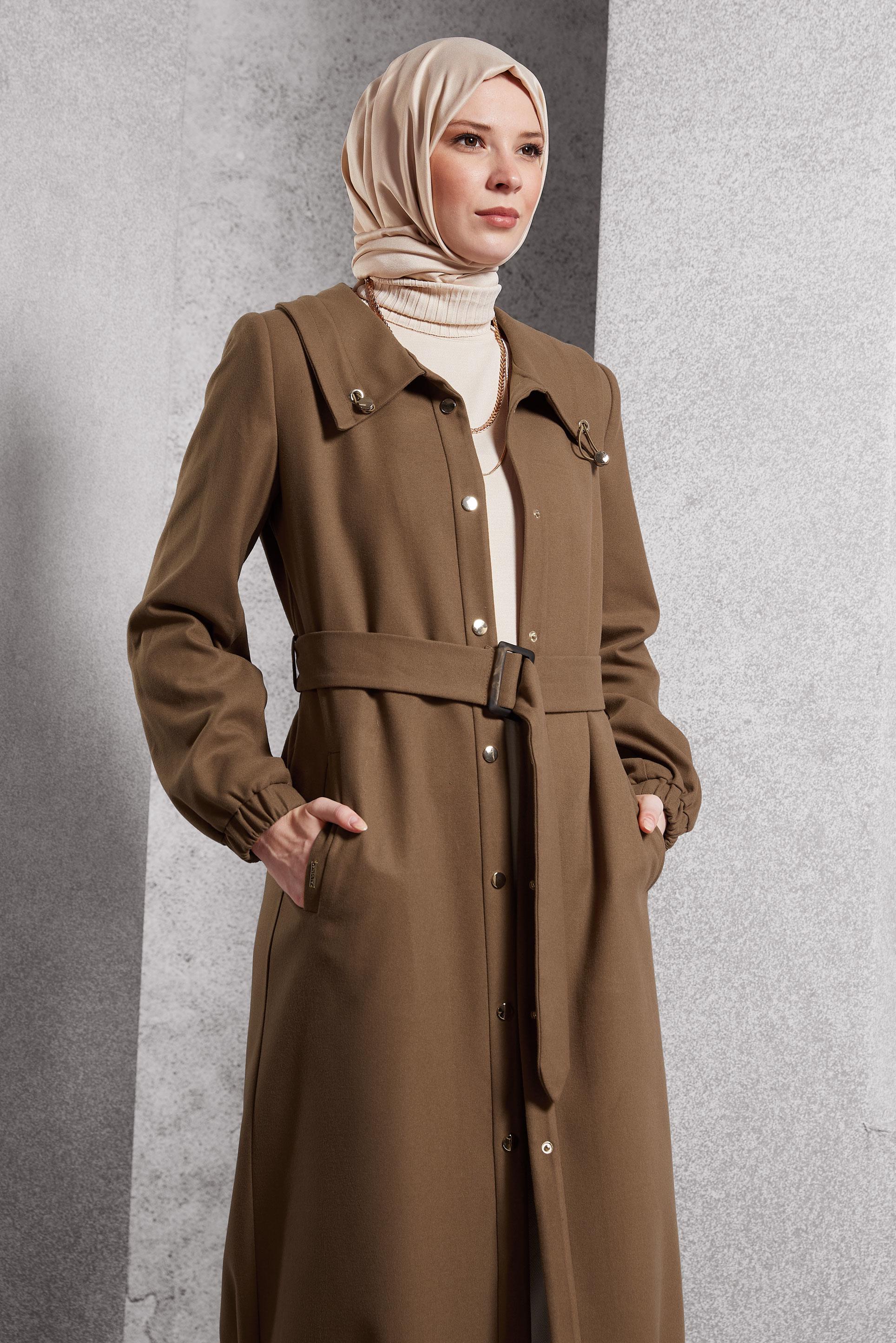 Vêtements hijab BRUN TRENCH-COAT CEINTURÉ 10922