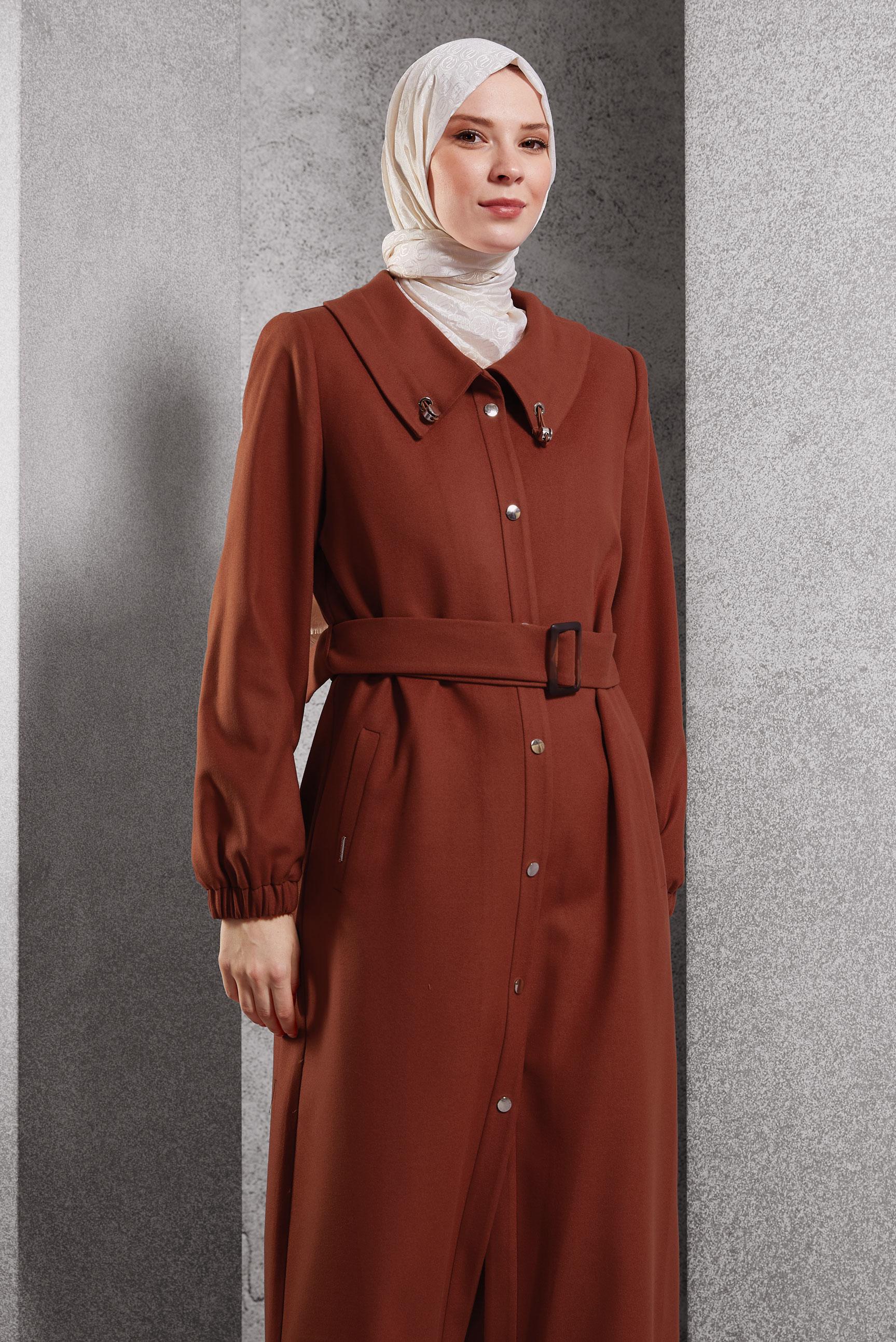 Vêtements hijab ORANGE TRENCH-COAT CEINTURÉ 10922