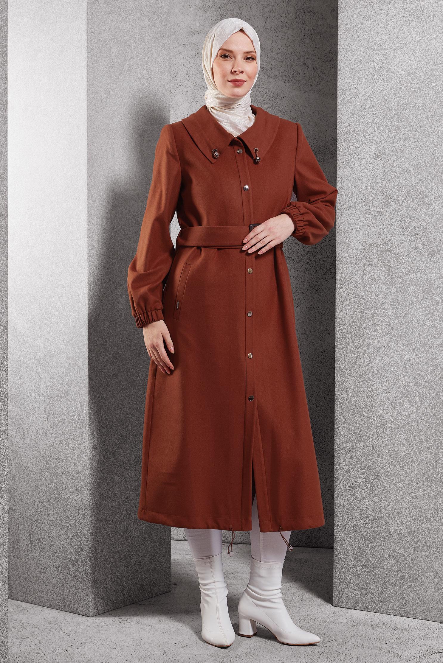 Vêtements hijab ORANGE TRENCH-COAT CEINTURÉ 10922