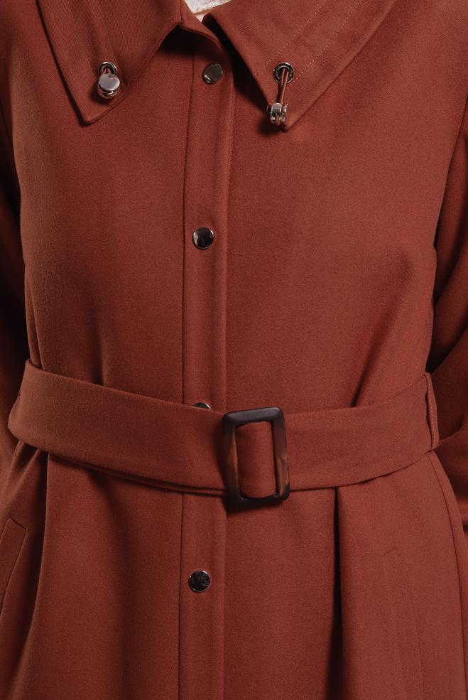 Vêtements hijab ORANGE TRENCH-COAT CEINTURÉ 10922 - ALVİNA