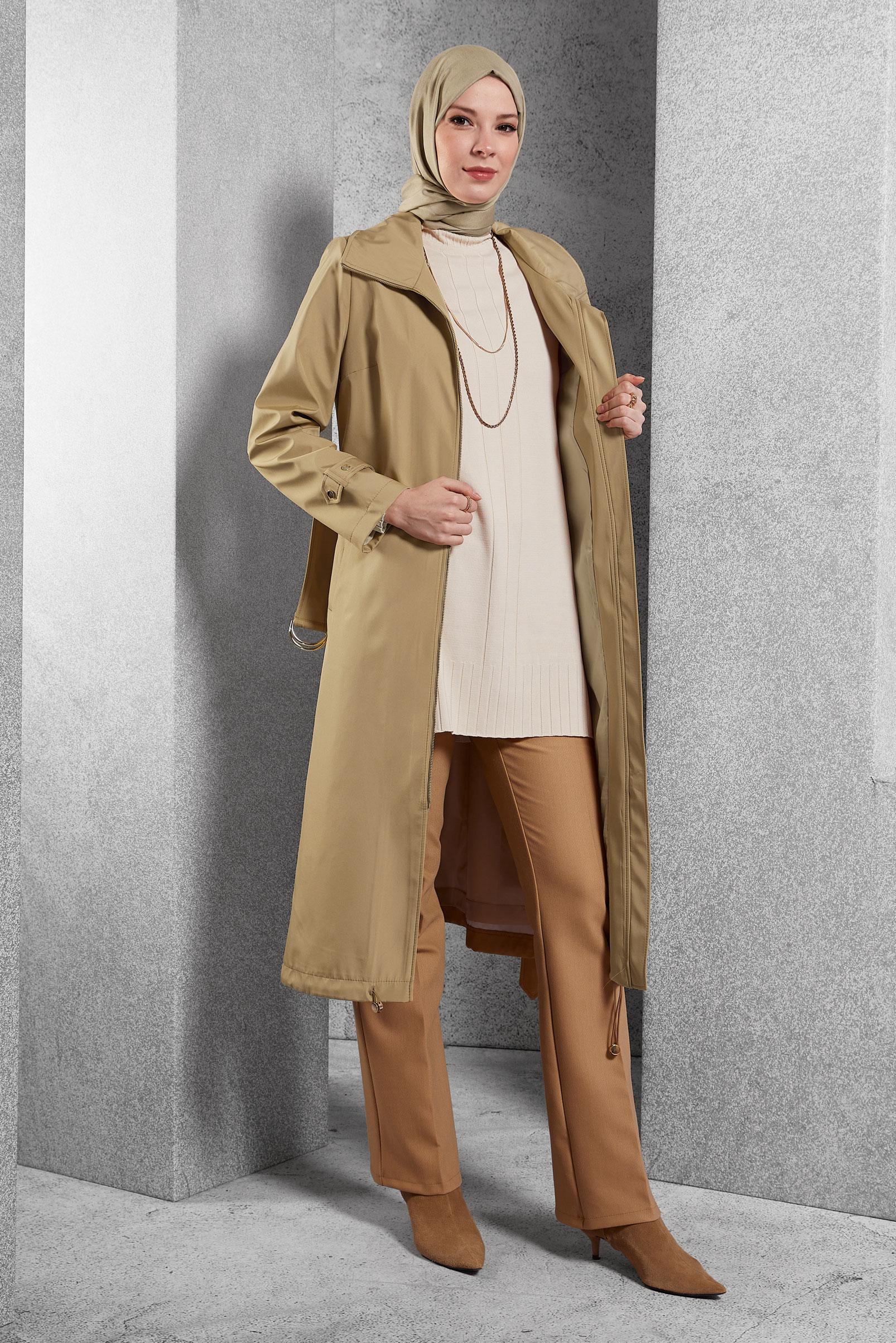 Vêtements hijab BRUN TRENCH-COAT CEINTURÉ 10923