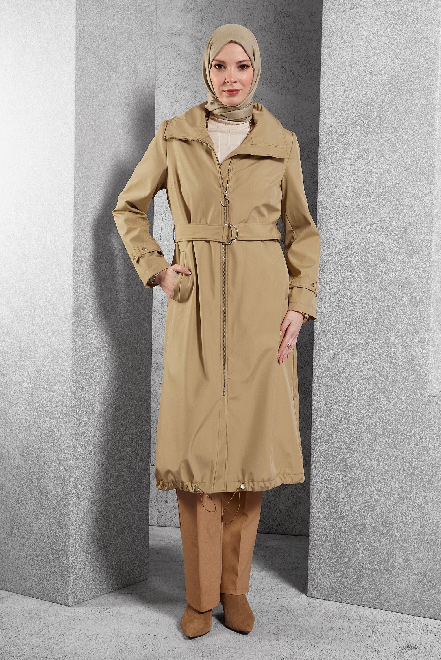 Vêtements hijab BRUN TRENCH-COAT CEINTURÉ 10923