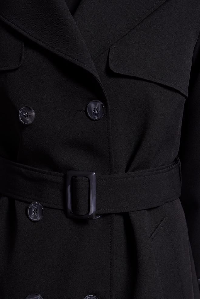 Hijab clothing BLACK BELTED TRENCH COAT 10924 - ALVİNA