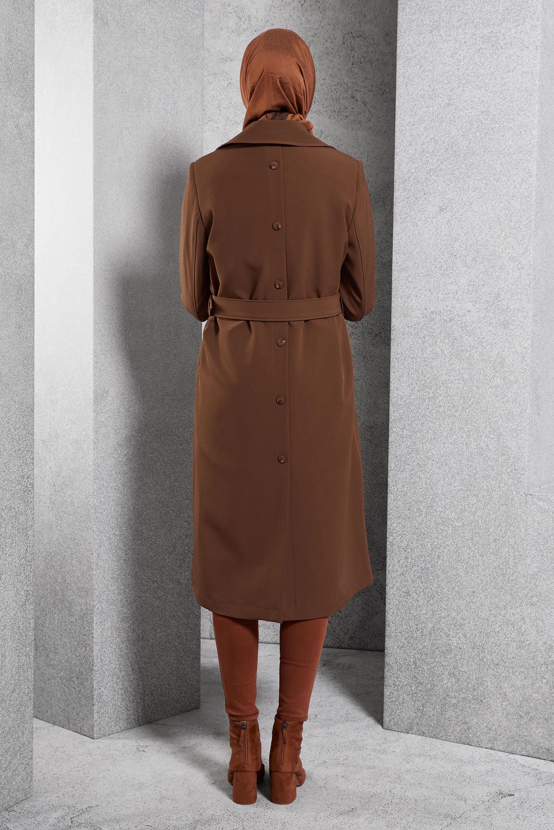 Vêtements hijab BRUN TRENCH-COAT CEINTURÉ 10924