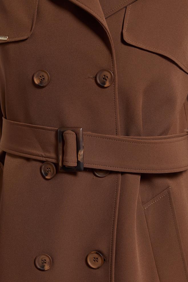 Vêtements hijab BRUN TRENCH-COAT CEINTURÉ 10924 - ALVİNA