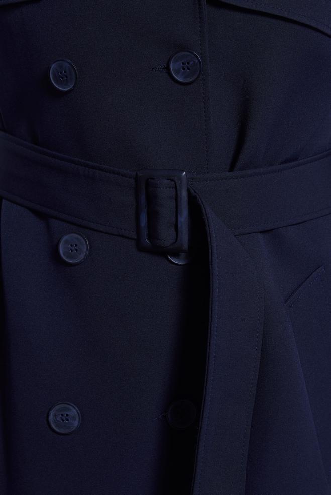 Vêtements hijab BLEU MARINE TRENCH-COAT CEINTURÉ 10924 - ALVİNA