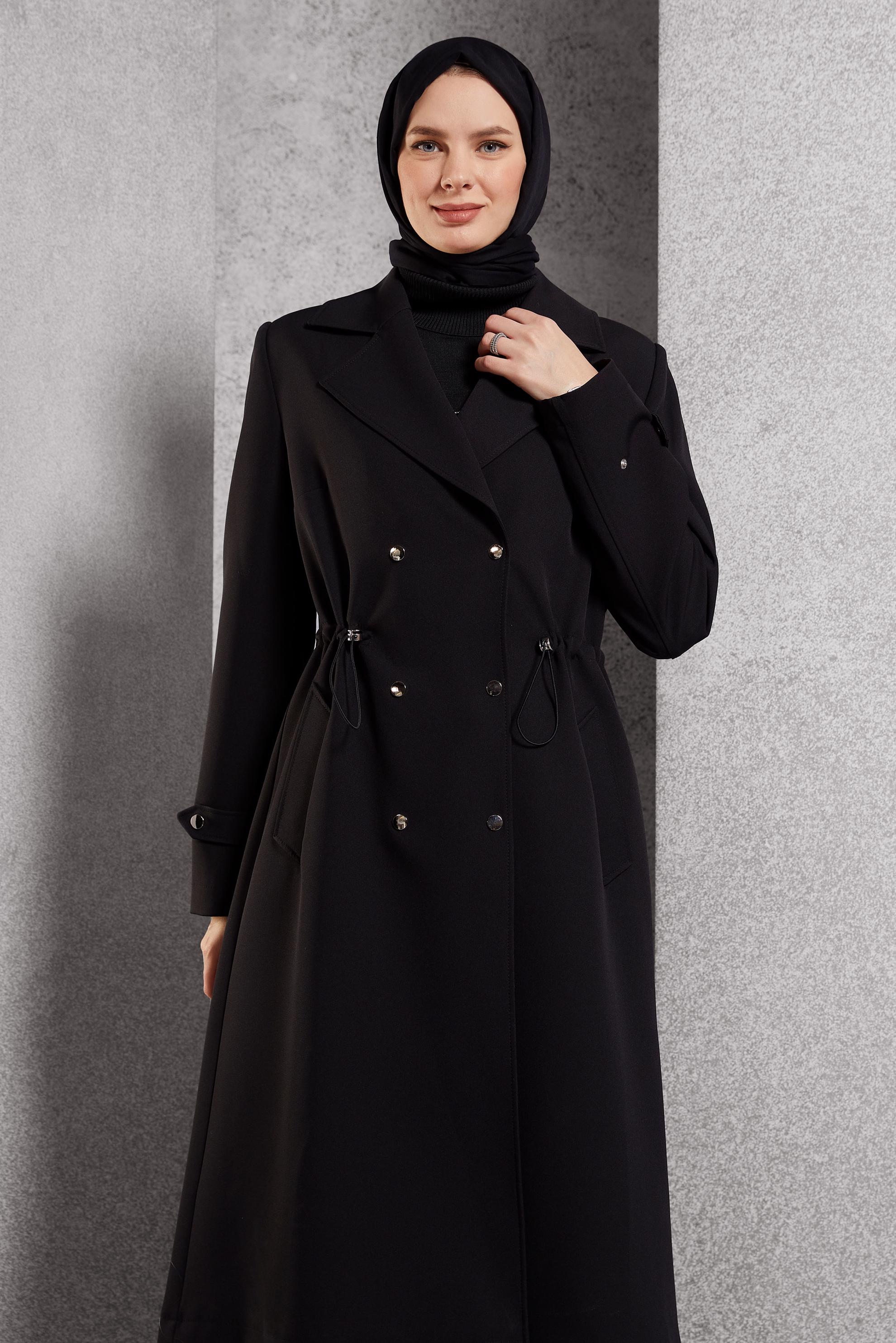 Vêtements hijab NOIR TRENCH-COAT À TAILLE SMOKING 10925