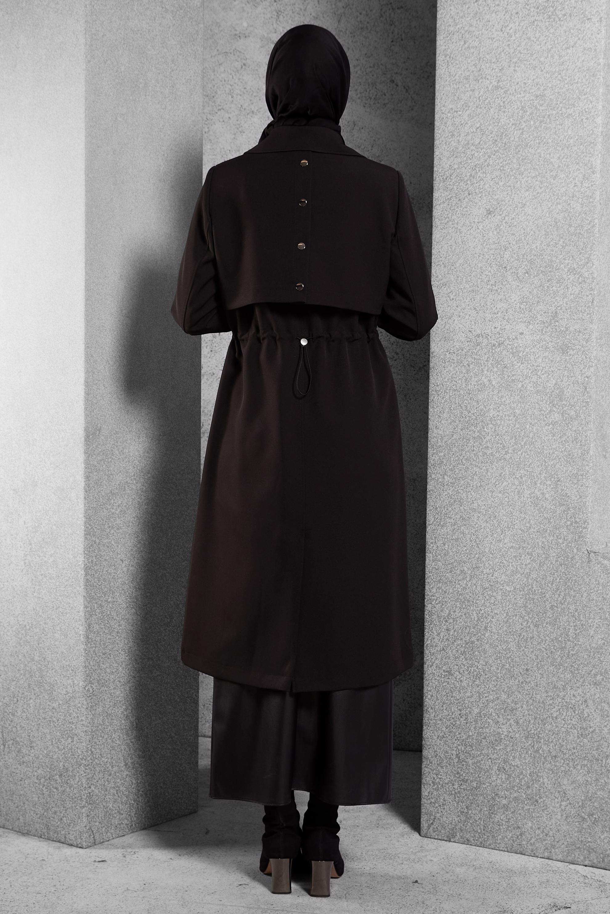 Vêtements hijab NOIR TRENCH-COAT À TAILLE SMOKING 10925