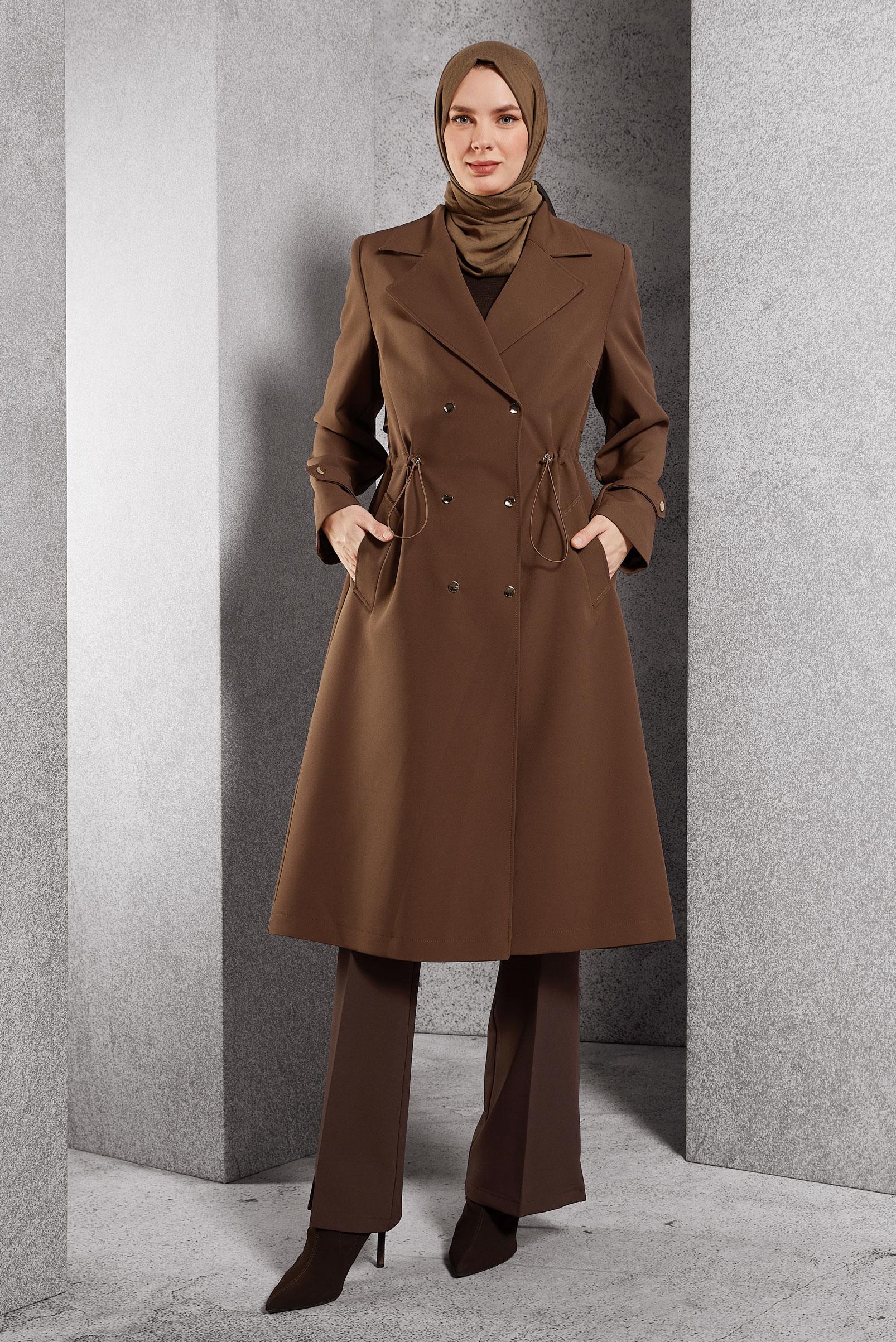 Vêtements hijab BRUN TRENCH-COAT À TAILLE SMOKING 10925
