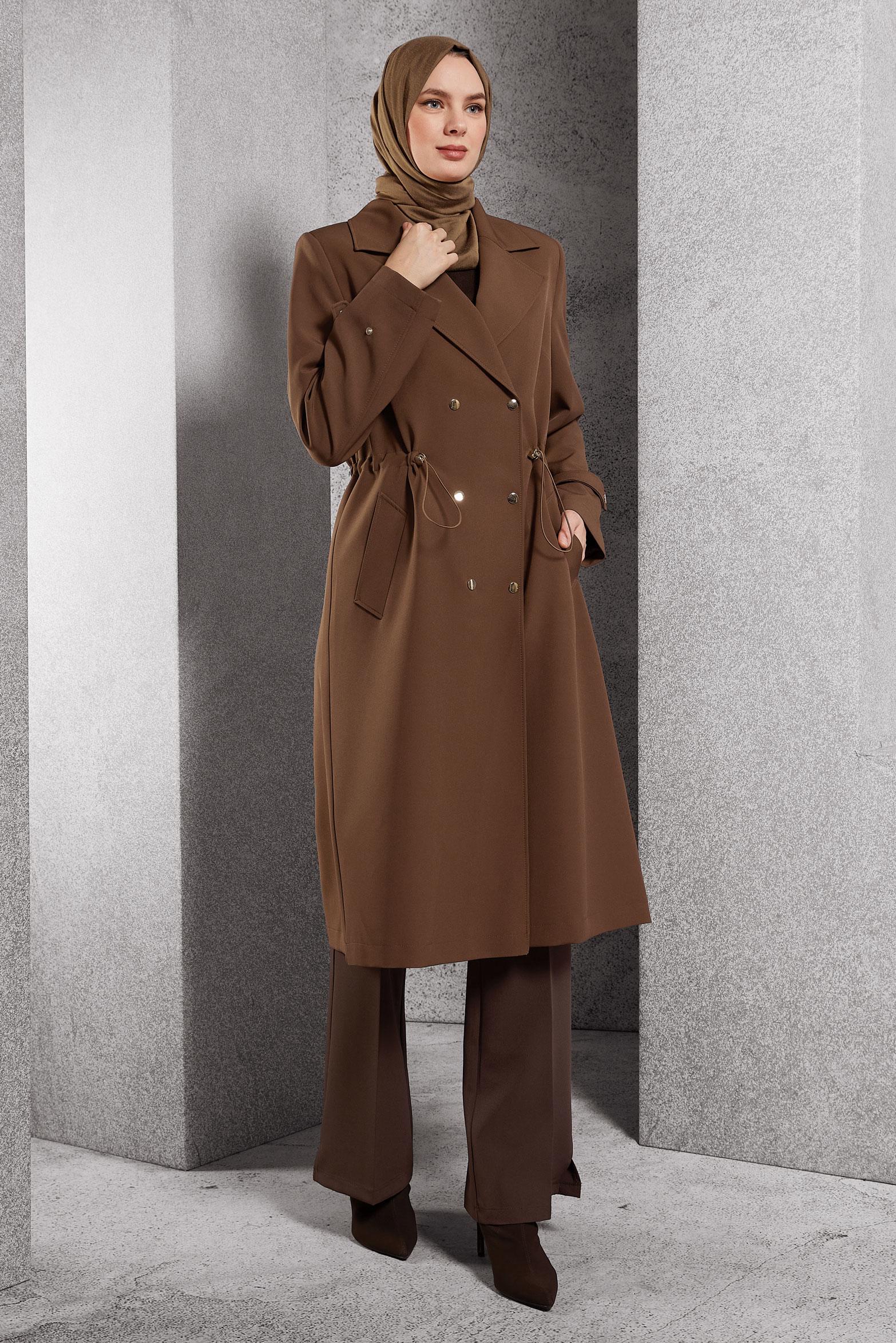 Vêtements hijab BRUN TRENCH-COAT À TAILLE SMOKING 10925