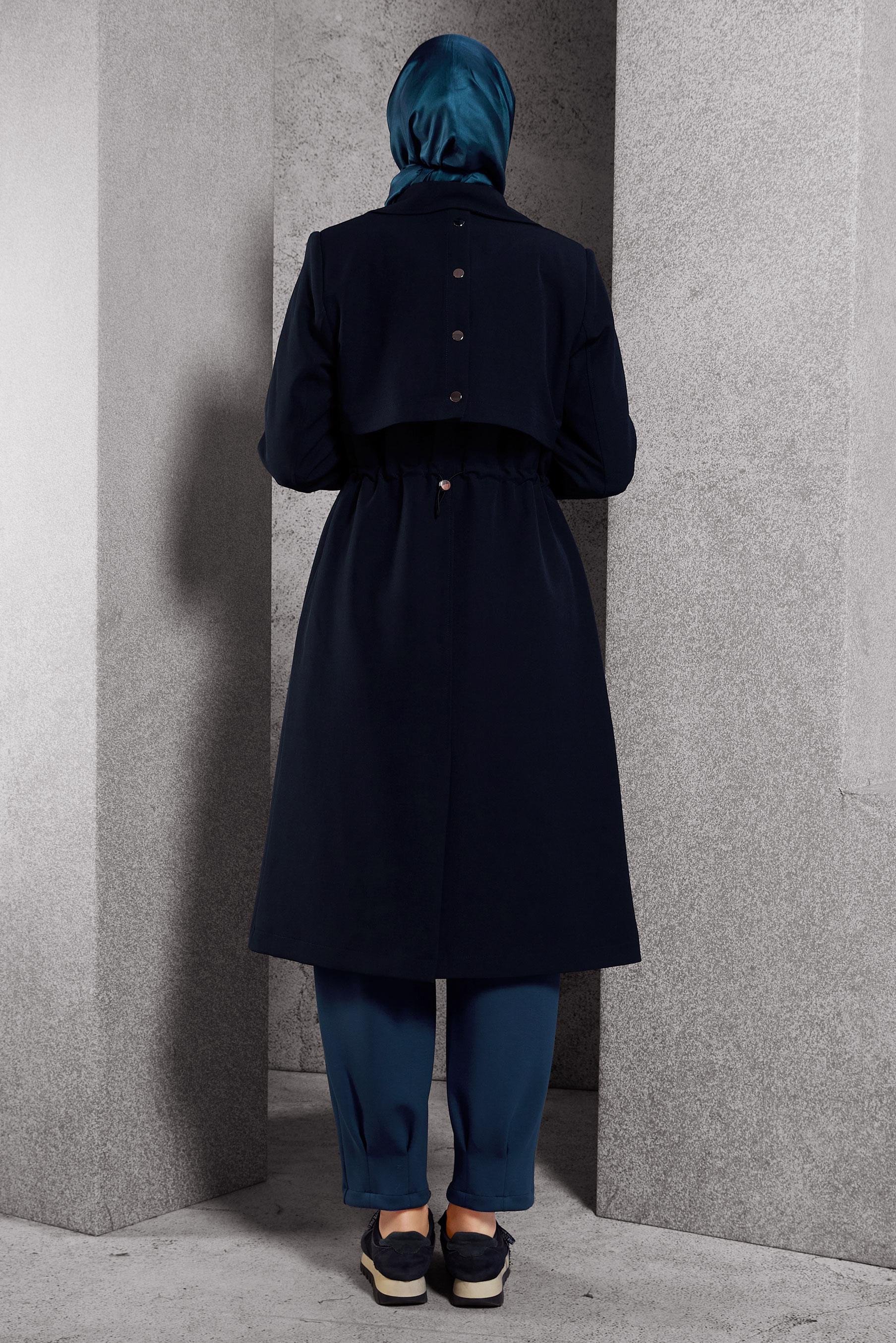 Vêtements hijab BLEU MARINE TRENCH-COAT À TAILLE SMOKING 10925