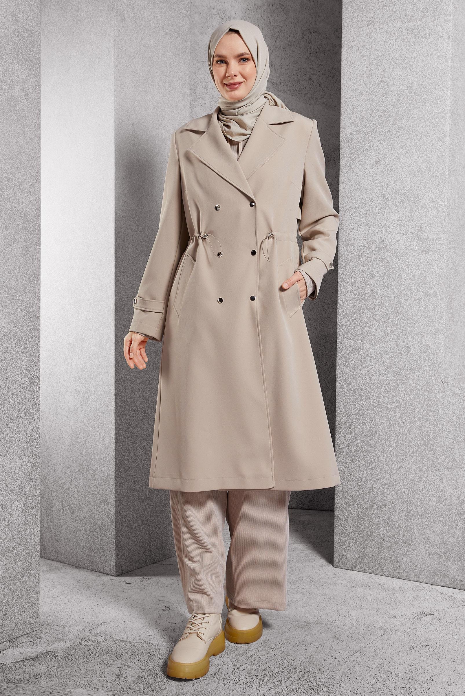 Vêtements hijab BEIGE TRENCH-COAT À TAILLE SMOKING 10925