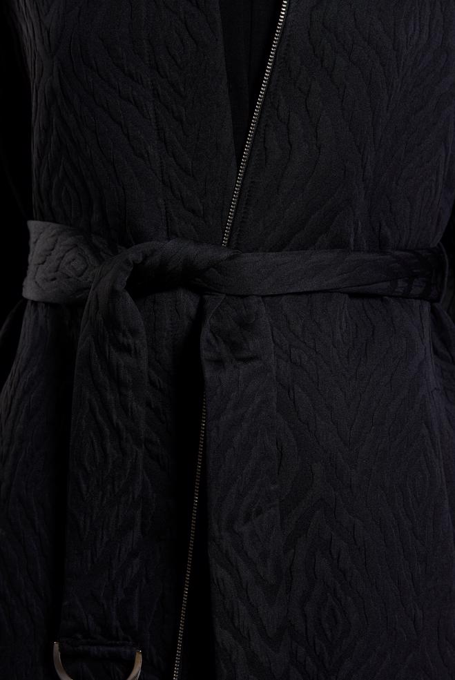 Hijab clothing BLACK BELTED TRENCH COAT 10926 - ALVİNA