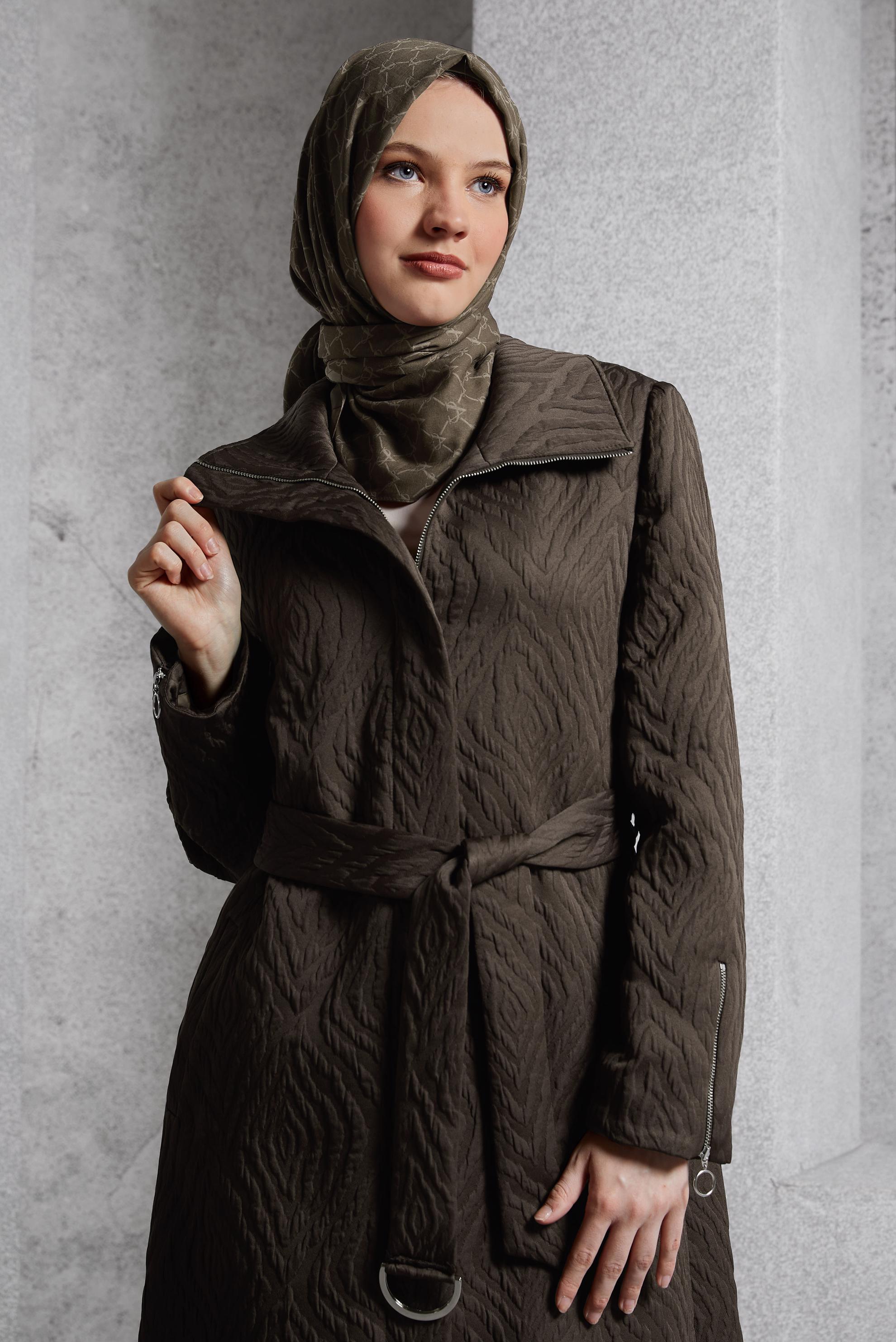 Vêtements hijab BRUN TRENCH-COAT CEINTURÉ 10926