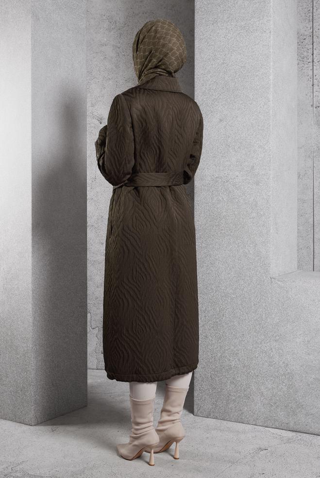 Vêtements hijab BRUN TRENCH-COAT CEINTURÉ 10926 - ALVİNA
