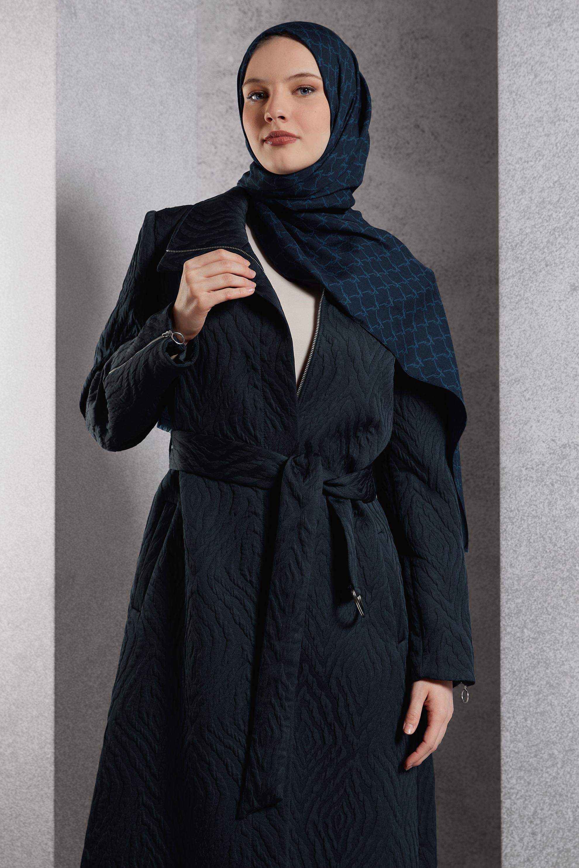Vêtements hijab BLEU MARINE TRENCH-COAT CEINTURÉ 10926
