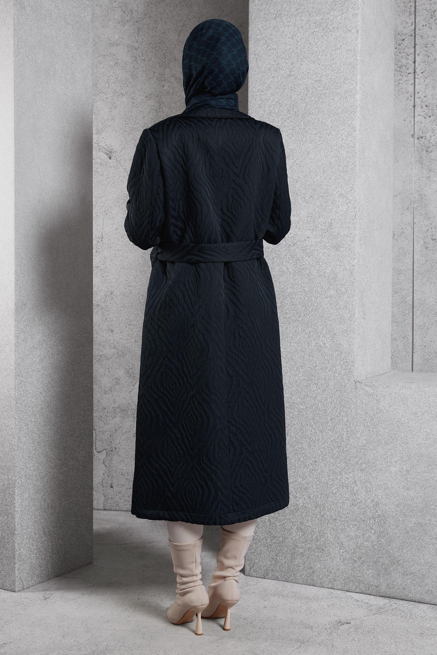 Vêtements hijab BLEU MARINE TRENCH-COAT CEINTURÉ 10926