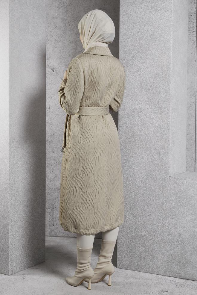 Vêtements hijab BEIGE TRENCH-COAT CEINTURÉ 10926 - ALVİNA