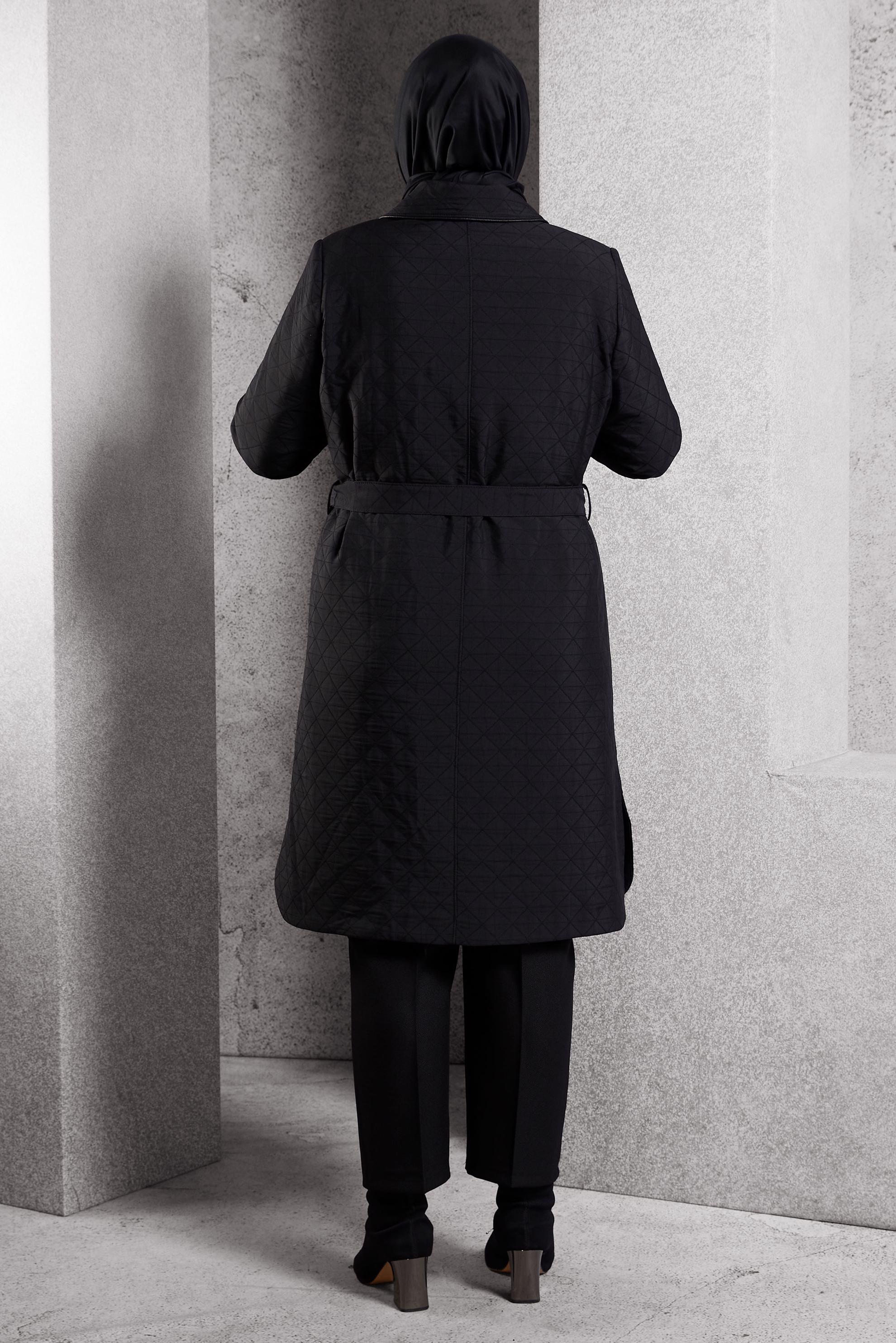 Vêtements hijab NOIR TRENCH-COAT MATELASSÉ CEINTURÉ 10927