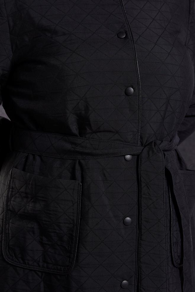 Vêtements hijab NOIR TRENCH-COAT MATELASSÉ CEINTURÉ 10927 - ALVİNA