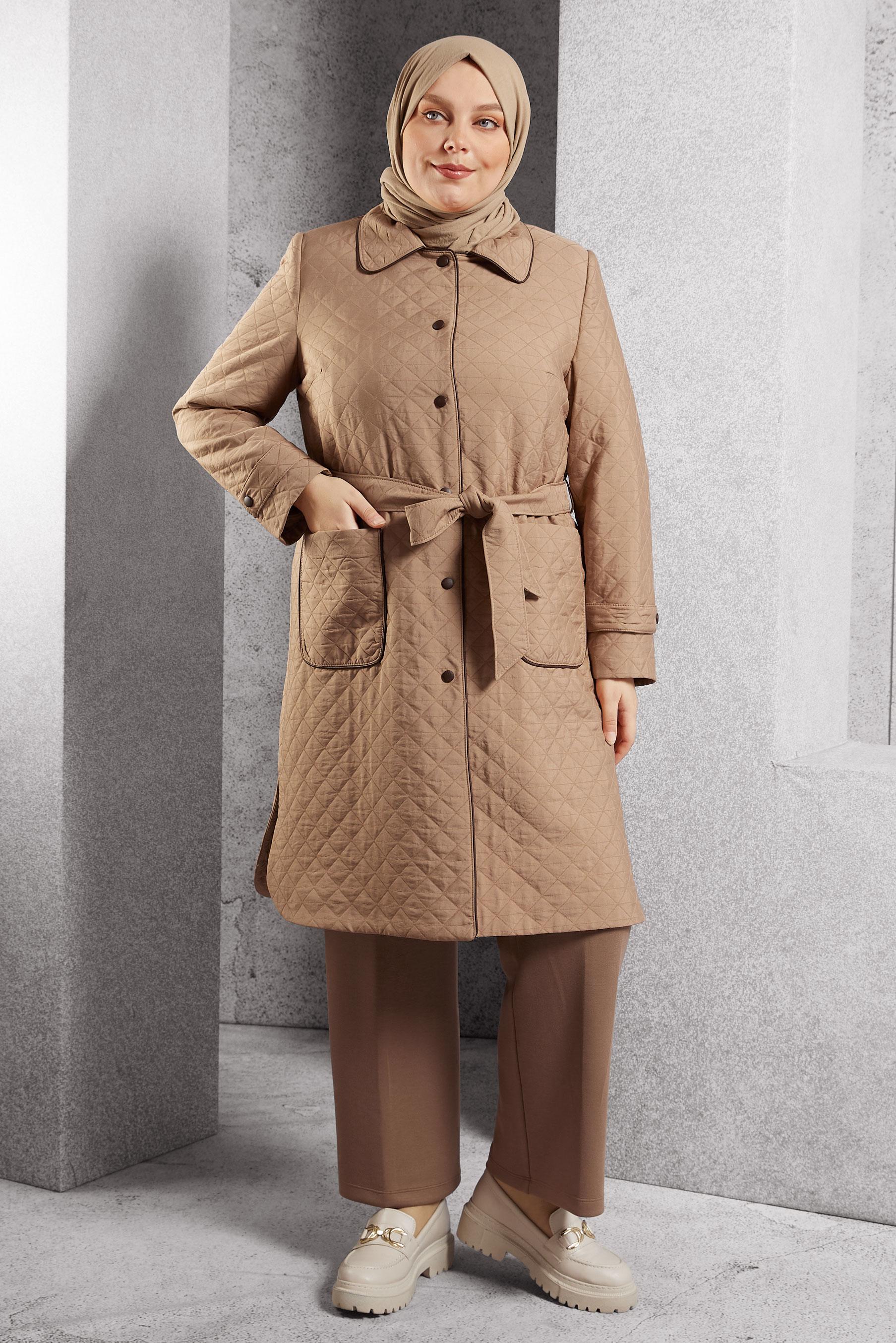 Vêtements hijab BRUN TRENCH-COAT MATELASSÉ CEINTURÉ 10927