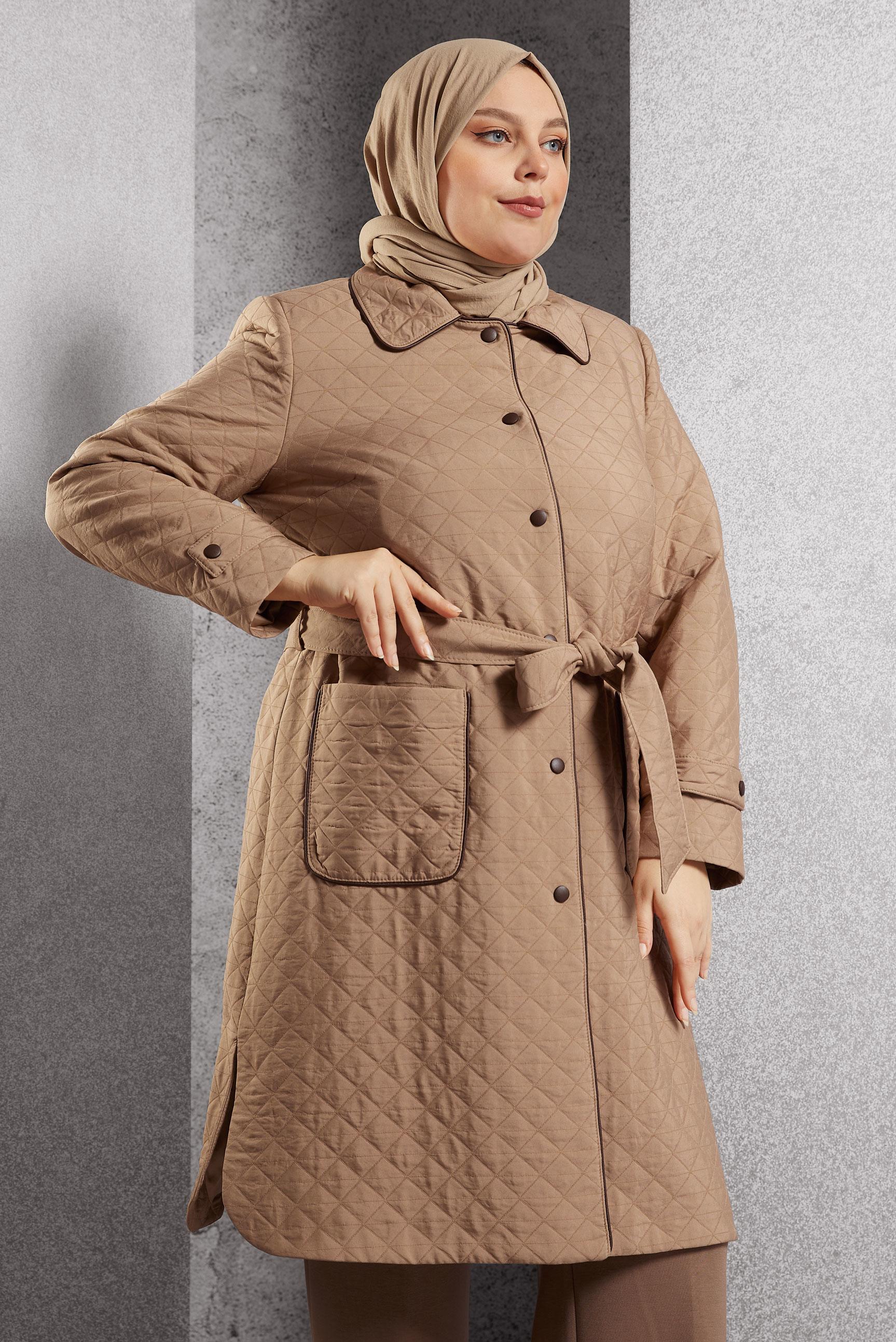 Vêtements hijab BRUN TRENCH-COAT MATELASSÉ CEINTURÉ 10927