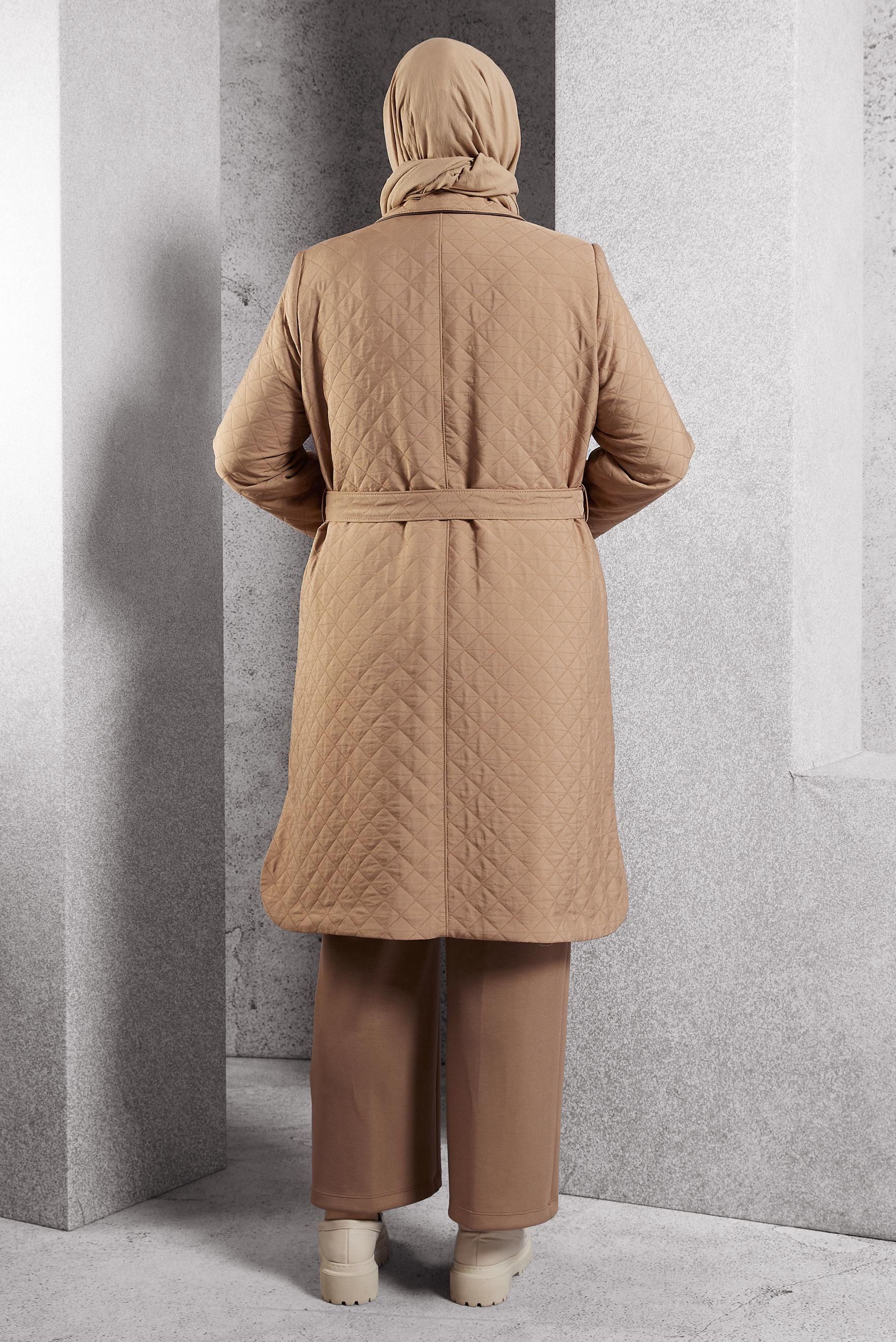 Vêtements hijab BRUN TRENCH-COAT MATELASSÉ CEINTURÉ 10927