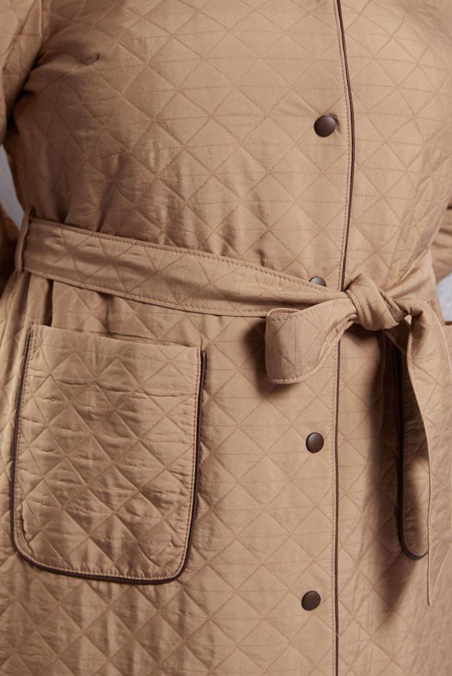 Vêtements hijab BRUN TRENCH-COAT MATELASSÉ CEINTURÉ 10927 - ALVİNA