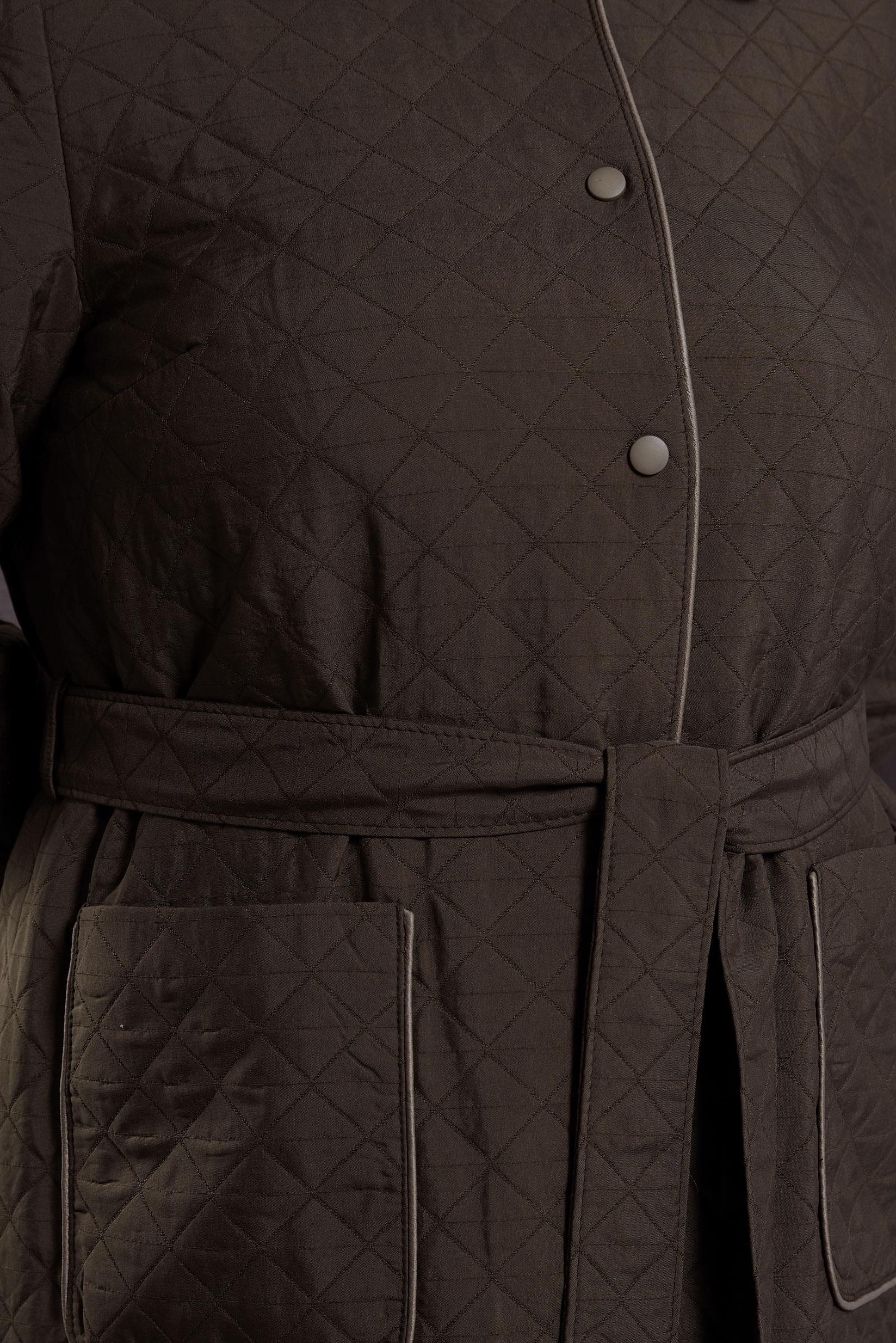 Hijab clothing BROWN BELTED QUILTED TRENCH COAT 10927