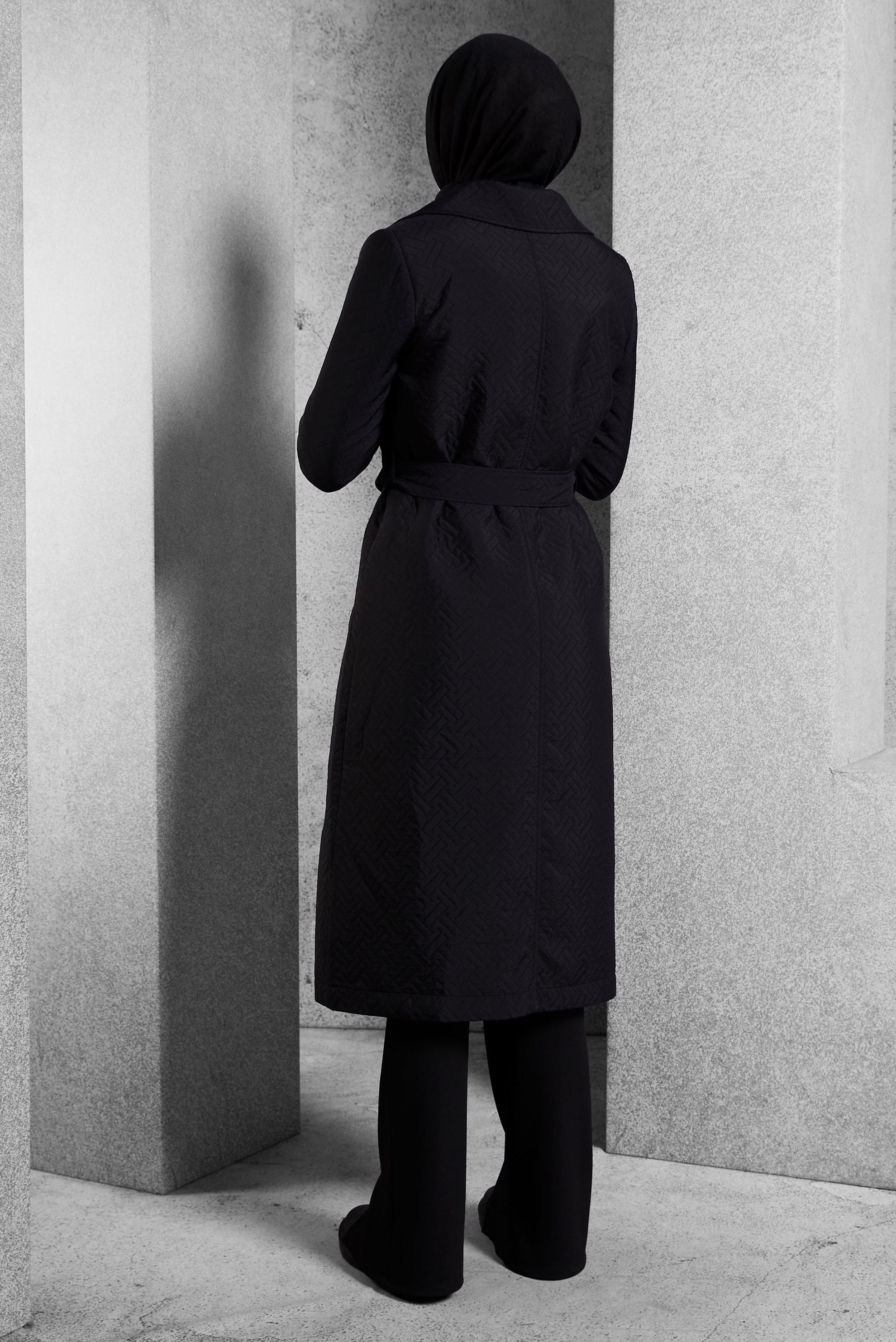 Vêtements hijab NOIR TRENCH-COAT CEINTURÉ 10928