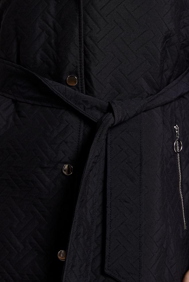 Vêtements hijab NOIR TRENCH-COAT CEINTURÉ 10928 - ALVİNA