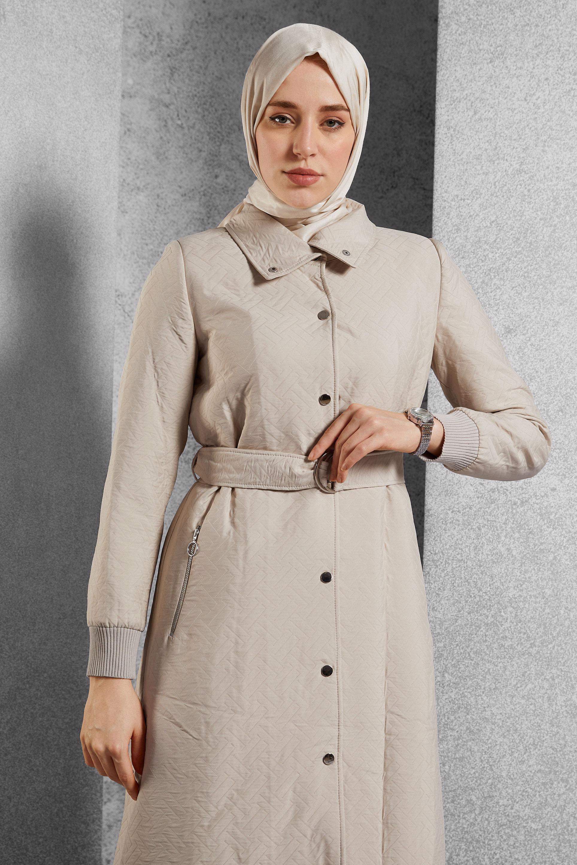 Vêtements hijab BEIGE TRENCH-COAT CEINTURÉ 10928
