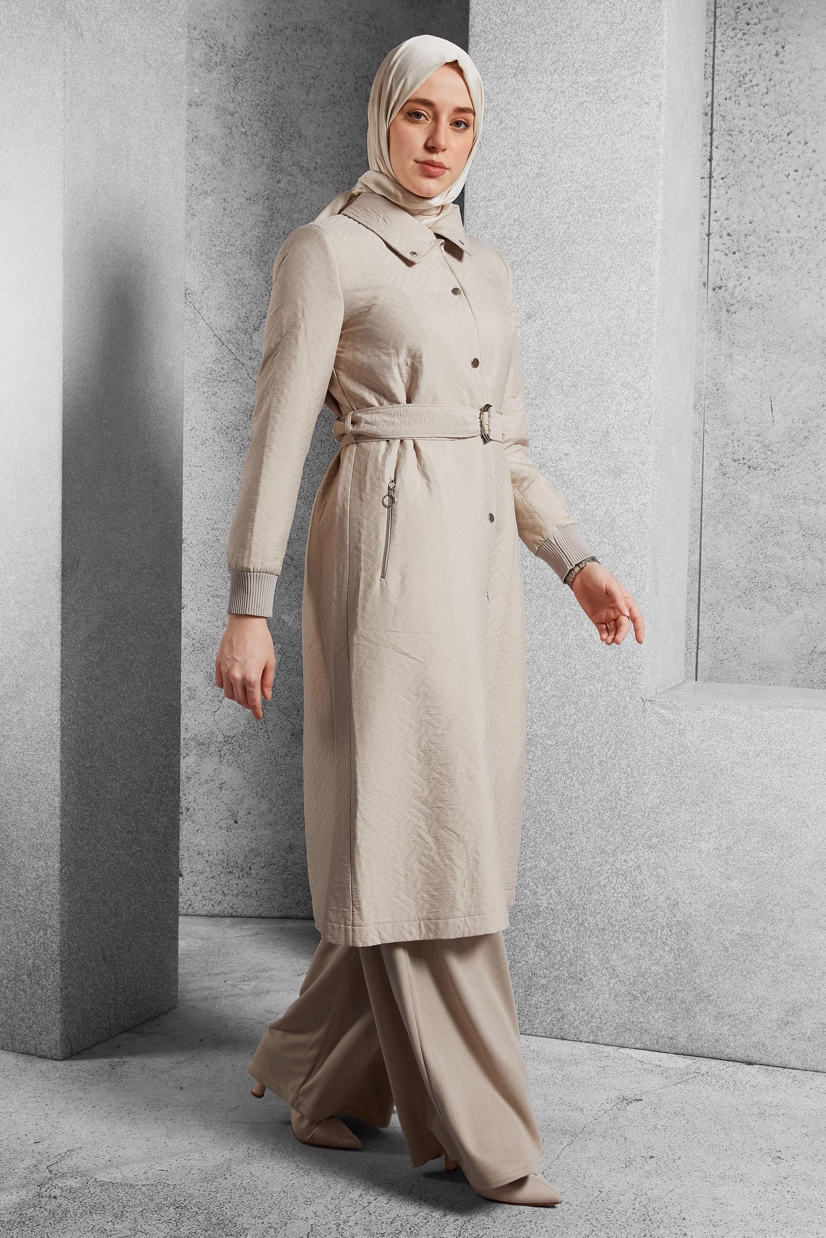 Vêtements hijab BEIGE TRENCH-COAT CEINTURÉ 10928
