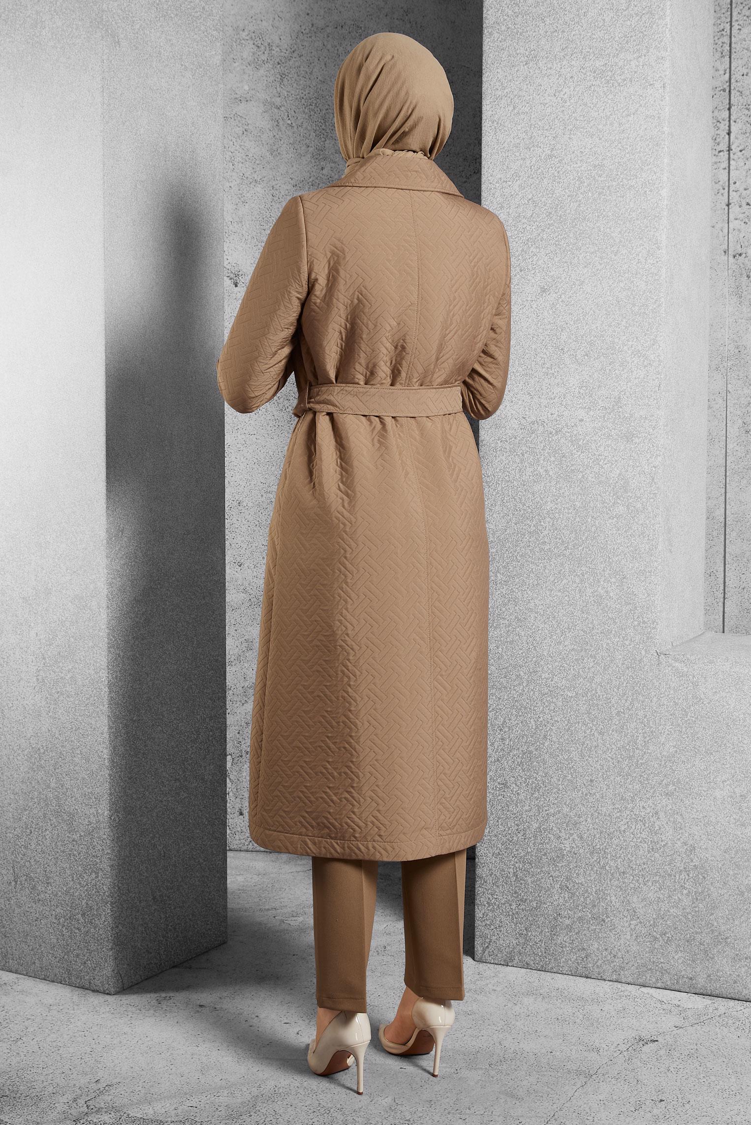 Vêtements hijab BRUN TRENCH-COAT CEINTURÉ 10928