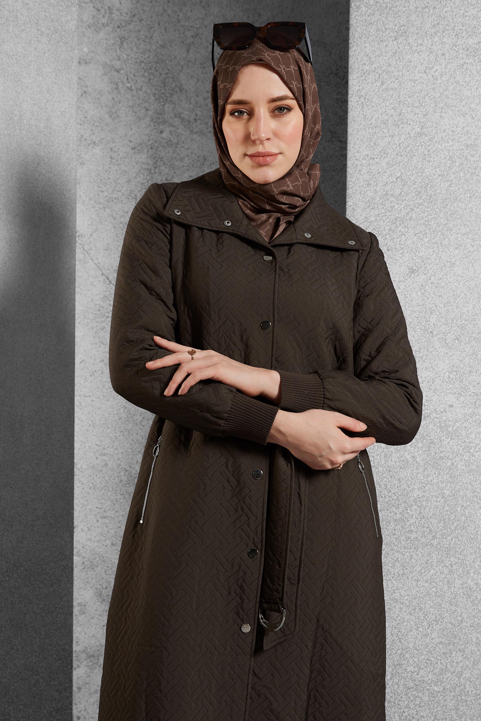 Vêtements hijab BRUN TRENCH-COAT CEINTURÉ 10928