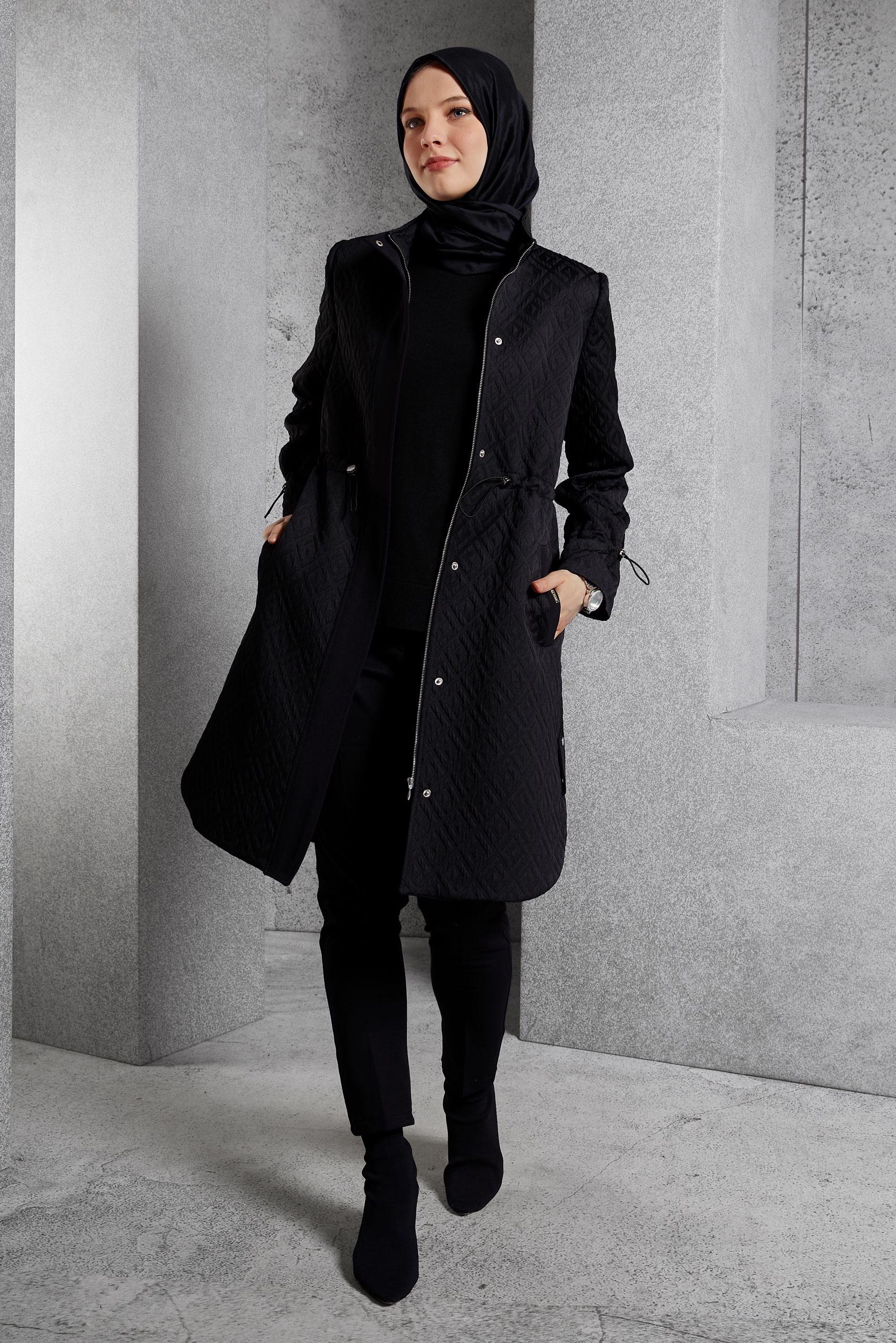 Vêtements hijab NOIR TRENCH-COAT MATELASSÉ 10929
