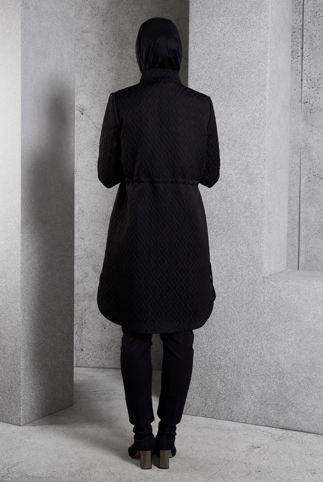 Vêtements hijab NOIR TRENCH-COAT MATELASSÉ 10929 - ALVİNA