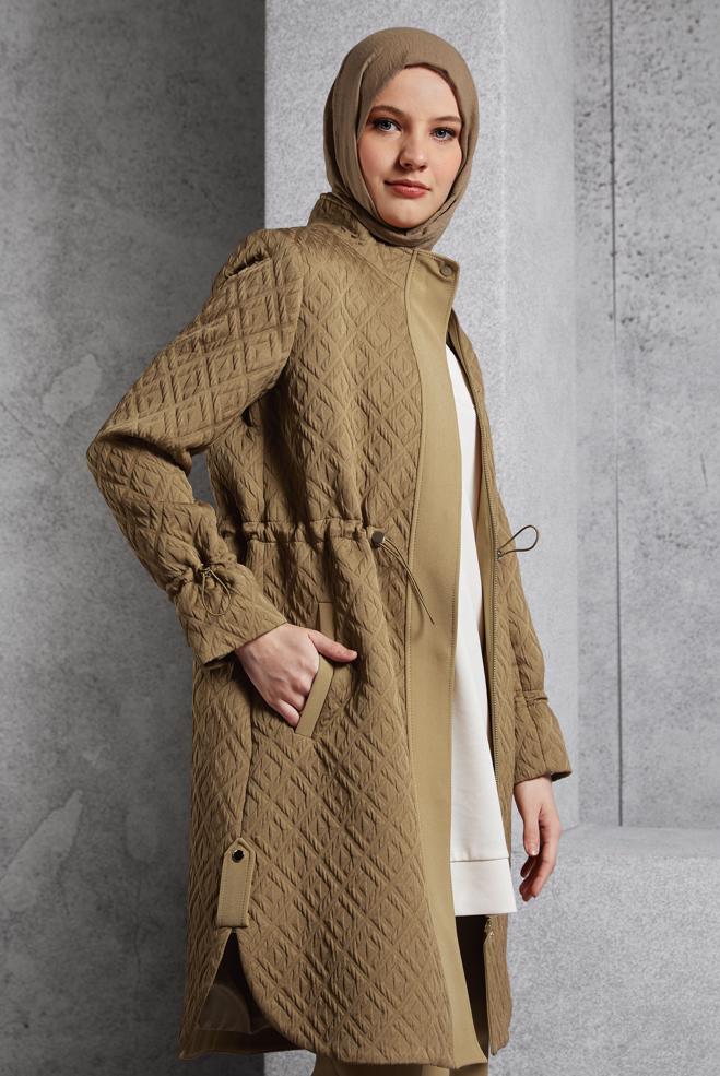 Vêtements hijab BRUN TRENCH-COAT MATELASSÉ 10929 - ALVİNA