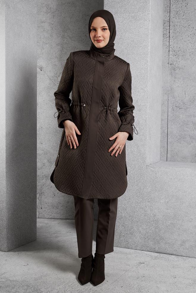 Vêtements hijab BRUN TRENCH-COAT MATELASSÉ 10929 - ALVİNA