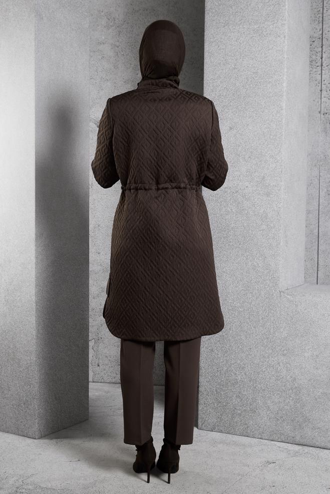 Vêtements hijab BRUN TRENCH-COAT MATELASSÉ 10929 - ALVİNA