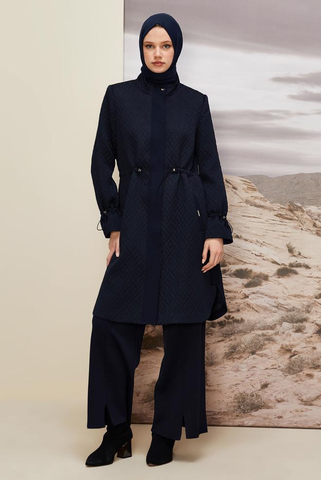 Hijab clothing NAVY BLUE 10929 67523-1 TRENCKOT 38-46 TEK 40 - ALVİNA