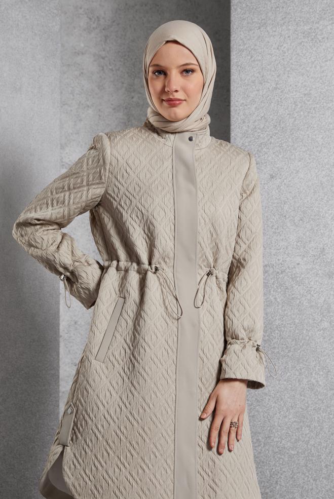 Vêtements hijab BEIGE TRENCH-COAT MATELASSÉ 10929 - ALVİNA