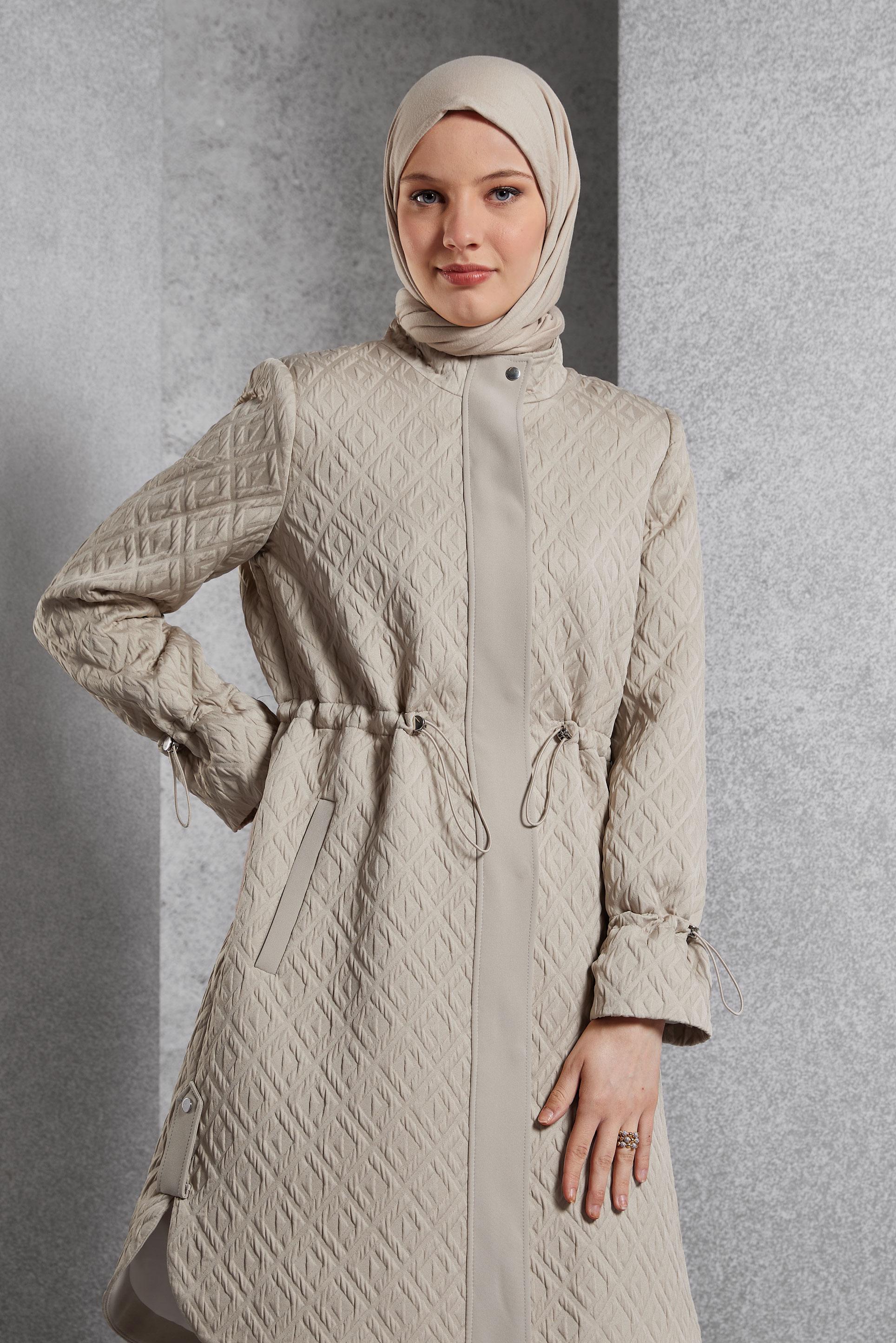 Vêtements hijab BEIGE TRENCH-COAT MATELASSÉ 10929