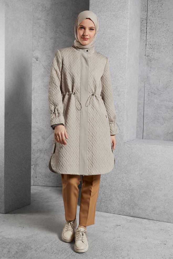 Vêtements hijab BEIGE TRENCH-COAT MATELASSÉ 10929 - ALVİNA
